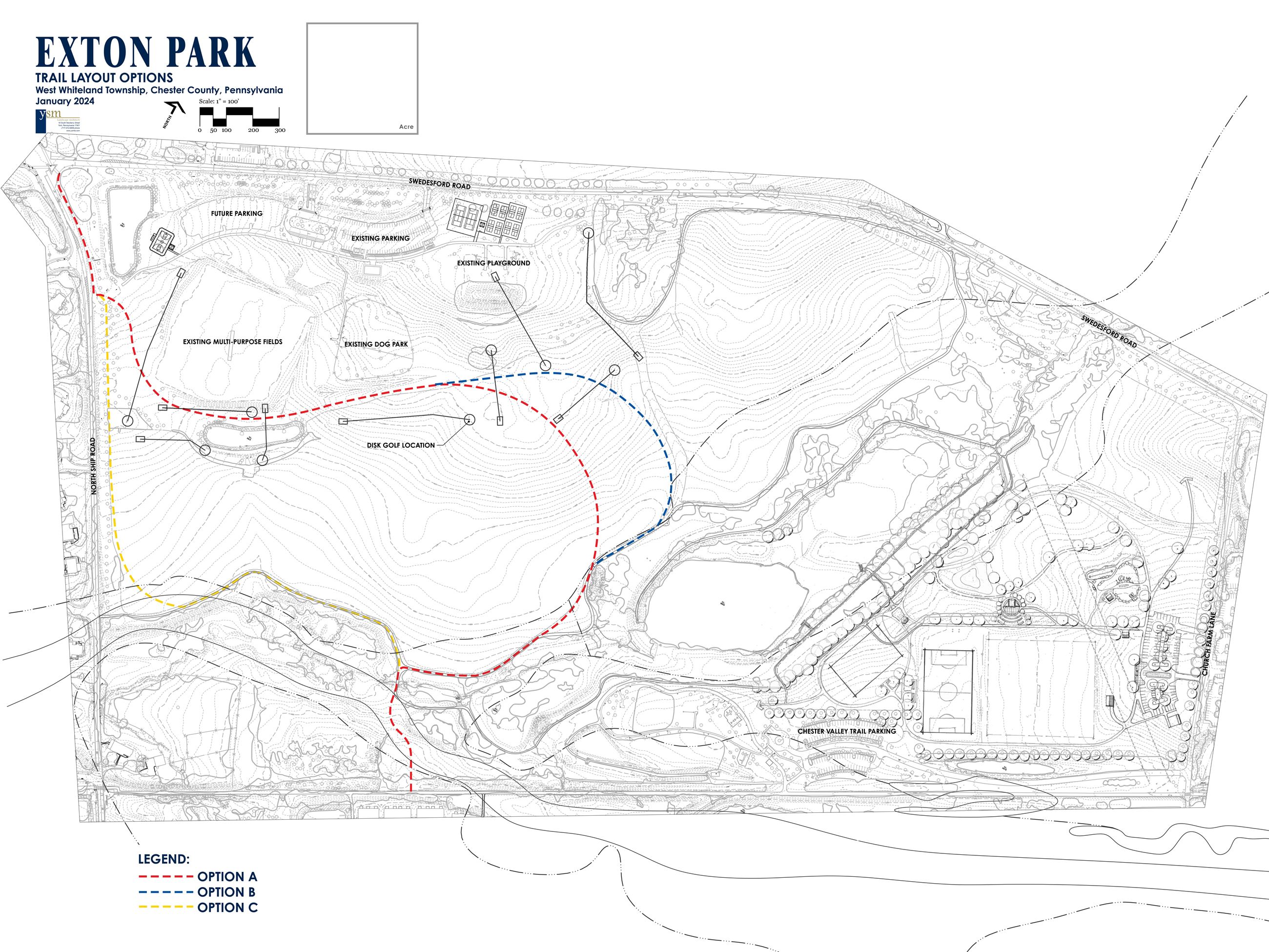 Exton Park Trail Options 01092024